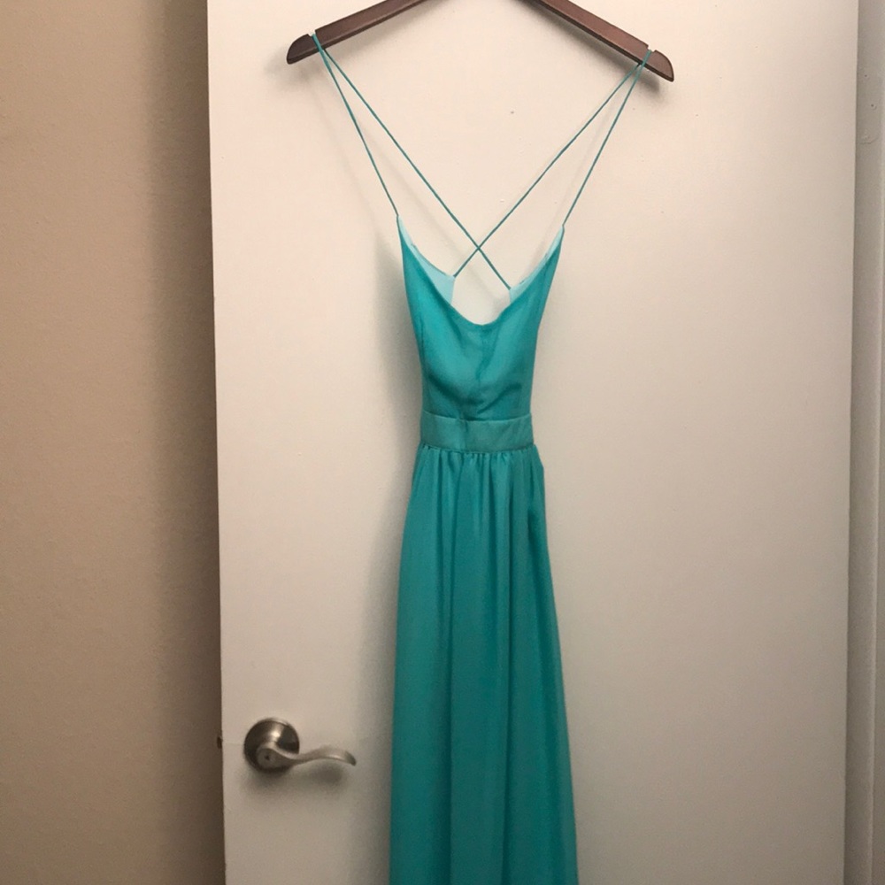 Turquoise Chiffon Maxi Dress Size XS